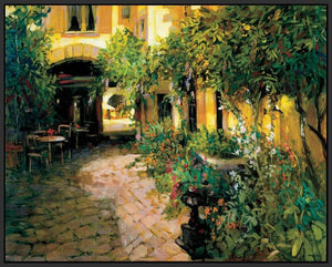 222001_FB5 'Courtyard - Alsace' by artist Philip Craig - Wall Art Print on Textured Fine Art Canvas or Paper - Digital Giclee reproduction of art painting. Red Sky Art is India's Online Art Gallery for Home Decor - 111_2214