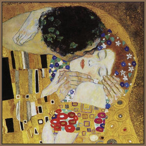 60162_FN2_- titled 'The Kiss (detail) ' by artist  Gustav Klimt - Wall Art Print on Textured Fine Art Canvas or Paper - Digital Giclee reproduction of art painting. Red Sky Art is India's Online Art Gallery for Home Decor - K350
