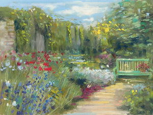 5531533_C1 'Garden Bench' by artist Carol Rowan - Wall Art Print on Textured Fine Art Canvas or Paper - Digital Giclee reproduction of art painting. Red Sky Art is India's Online Art Gallery for Home Decor - 553_41933