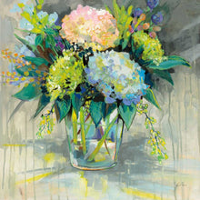 5531403_C1 'Hydrangeas from the Garden' by artist Jeanette Vertentes - Wall Art Print on Textured Fine Art Canvas or Paper - Digital Giclee reproduction of art painting. Red Sky Art is India's Online Art Gallery for Home Decor - 553_53183