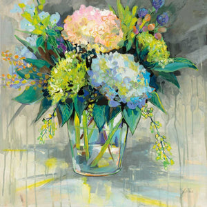 5531403_C1 'Hydrangeas from the Garden' by artist Jeanette Vertentes - Wall Art Print on Textured Fine Art Canvas or Paper - Digital Giclee reproduction of art painting. Red Sky Art is India's Online Art Gallery for Home Decor - 553_53183