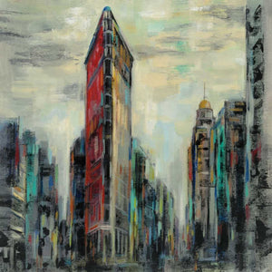 5531408_C1 'Manhattan Flatiron Building' by artist Silvia Vassileva - Wall Art Print on Textured Fine Art Canvas or Paper - Digital Giclee reproduction of art painting. Red Sky Art is India's Online Art Gallery for Home Decor - 553_54377
