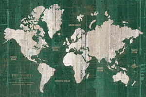 5531310_C1 'Old World Map Green Atlantic Ocean' by artist Wild Apple Portfolio - Wall Art Print on Textured Fine Art Canvas or Paper - Digital Giclee reproduction of art painting. Red Sky Art is India's Online Art Gallery for Home Decor - 553_85532