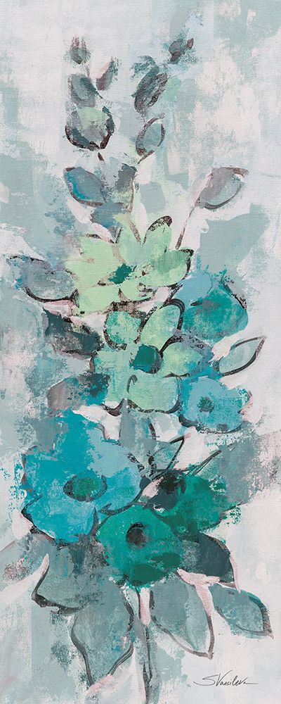 5531194_C1 'Loose Bouquet of Flowers I Blue Gray' by artist Silvia Vassileva - Wall Art Print on Textured Fine Art Canvas or Paper - Digital Giclee reproduction of art painting. Red Sky Art is India's Online Art Gallery for Home Decor - 553_86538