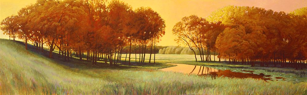 8170205_C1 'Sundown at Maple Creek' by artist Stephen Henning - Wall Art Print on Textured Fine Art Canvas or Paper - Digital Giclee reproduction of art painting. Red Sky Art is India's Online Art Gallery for Home Decor - 817_81894