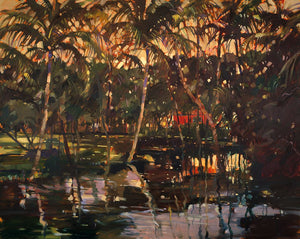 8170255_C1 'Tropical Reflections' by artist Darrell Hill - Wall Art Print on Textured Fine Art Canvas or Paper - Digital Giclee reproduction of art painting. Red Sky Art is India's Online Art Gallery for Home Decor - 817_81897