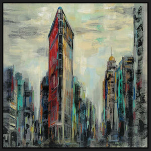 5531408_FB1 'Manhattan Flatiron Building' by artist Silvia Vassileva - Wall Art Print on Textured Fine Art Canvas or Paper - Digital Giclee reproduction of art painting. Red Sky Art is India's Online Art Gallery for Home Decor - 553_54377