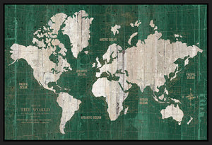 5531310_FB1 'Old World Map Green Atlantic Ocean' by artist Wild Apple Portfolio - Wall Art Print on Textured Fine Art Canvas or Paper - Digital Giclee reproduction of art painting. Red Sky Art is India's Online Art Gallery for Home Decor - 553_85532