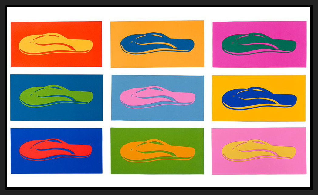 8170244_FB1 'Flip Flop Heaven' by artist Sharyn Sowell - Wall Art Print on Textured Fine Art Canvas or Paper - Digital Giclee reproduction of art painting. Red Sky Art is India's Online Art Gallery for Home Decor - 817_81153
