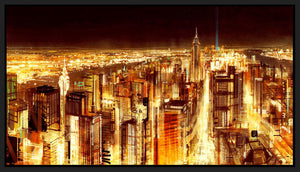 8170197_FB1 'Manhattan Panoramic Nocturne' by artist Christopher Farrell - Wall Art Print on Textured Fine Art Canvas or Paper - Digital Giclee reproduction of art painting. Red Sky Art is India's Online Art Gallery for Home Decor - 817_81948