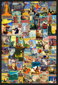 40002_FB3_- titled 'Vintage Poster Collage' by artist Anonymous - Wall Art Print on Textured Fine Art Canvas or Paper - Digital Giclee reproduction of art painting. Red Sky Art is India's Online Art Gallery for Home Decor - 43_1750-0755