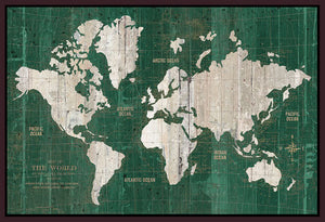 5531310_FD1 'Old World Map Green Atlantic Ocean' by artist Wild Apple Portfolio - Wall Art Print on Textured Fine Art Canvas or Paper - Digital Giclee reproduction of art painting. Red Sky Art is India's Online Art Gallery for Home Decor - 553_85532