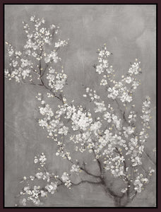 5531242_FD1 'White Cherry Blossoms II on Grey' by artist Danhui Nai - Wall Art Print on Textured Fine Art Canvas or Paper - Digital Giclee reproduction of art painting. Red Sky Art is India's Online Art Gallery for Home Decor - 553_92702