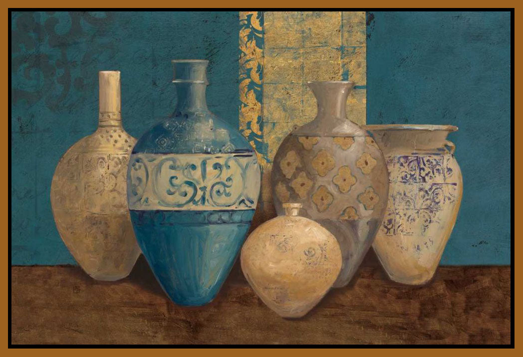 5531509_FN1 'Aegean Vessels on Turquoise' by artist Avery Tillmon - Wall Art Print on Textured Fine Art Canvas or Paper - Digital Giclee reproduction of art painting. Red Sky Art is India's Online Art Gallery for Home Decor - 553_19182