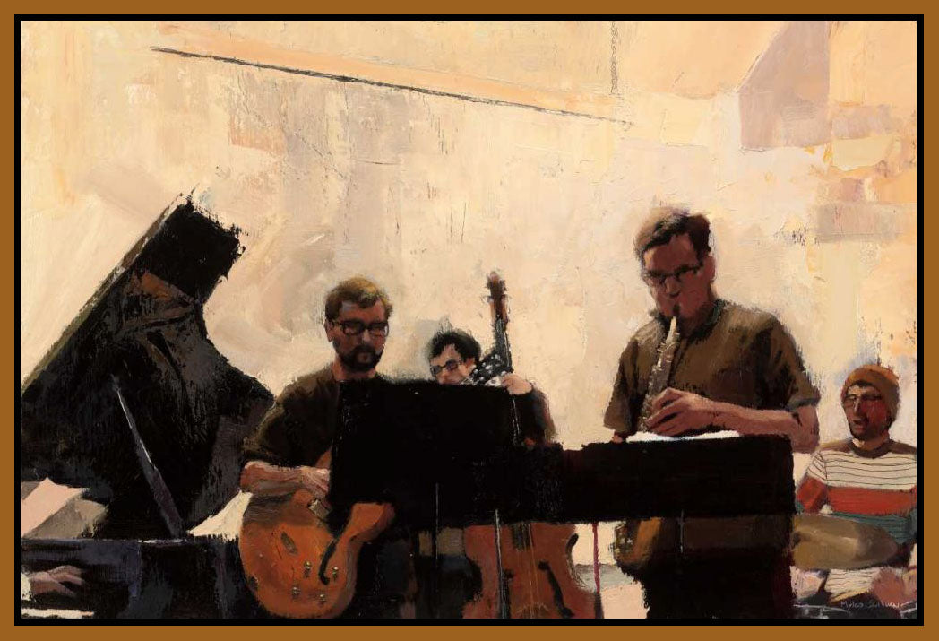 5531521_FN1 'Jammin' by artist Myles Sullivan - Wall Art Print on Textured Fine Art Canvas or Paper - Digital Giclee reproduction of art painting. Red Sky Art is India's Online Art Gallery for Home Decor - 553_52602
