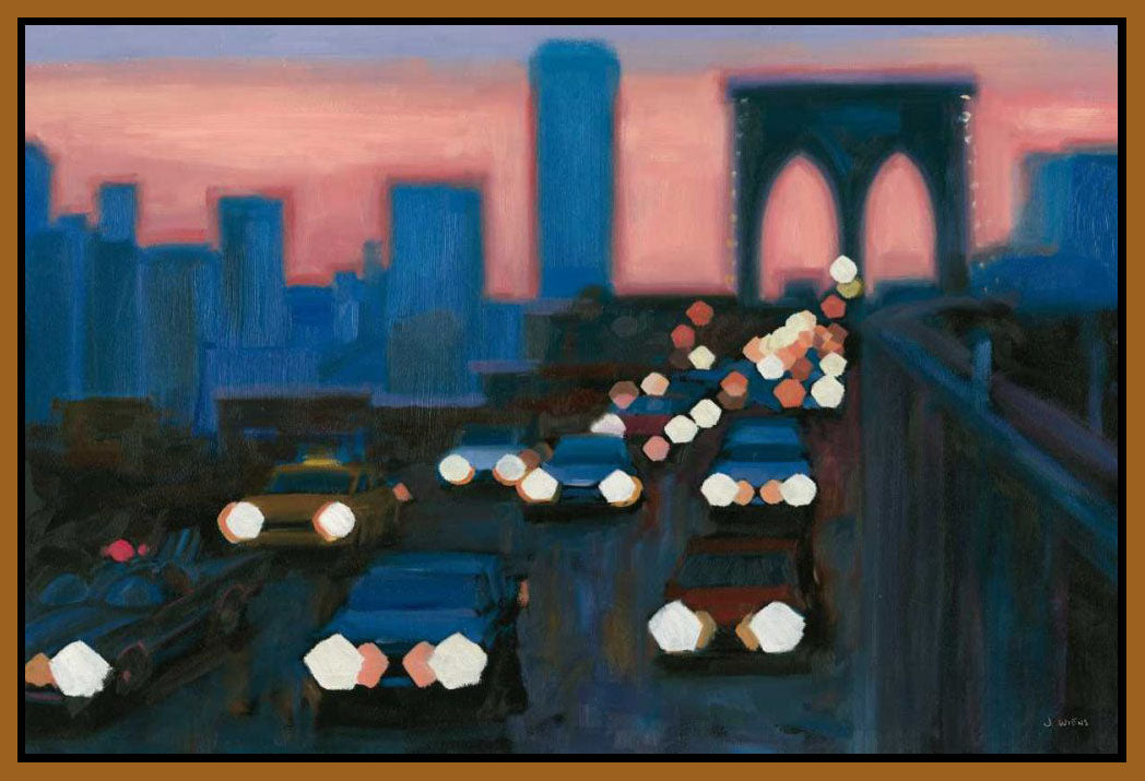 5531530_FN1 'Brooklyn Bridge Evening' by artist James Wiens - Wall Art Print on Textured Fine Art Canvas or Paper - Digital Giclee reproduction of art painting. Red Sky Art is India's Online Art Gallery for Home Decor - 553_65983