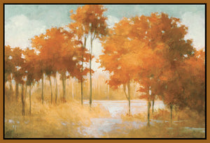 5531293_FN1 'Autumn Lake Orange' by artist Julia Purinton - Wall Art Print on Textured Fine Art Canvas or Paper - Digital Giclee reproduction of art painting. Red Sky Art is India's Online Art Gallery for Home Decor - 553_68782