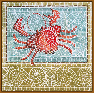 8170026_FN1 'Mosaic Crab' by artist Susan Gillette - Wall Art Print on Textured Fine Art Canvas or Paper - Digital Giclee reproduction of art painting. Red Sky Art is India's Online Art Gallery for Home Decor - 817_75299