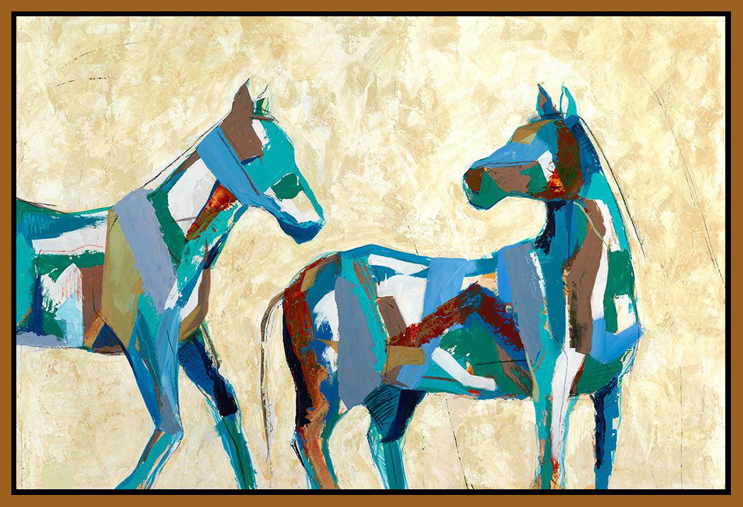 8170216_FN1 'Painted Horses 2' by artist Milton Coppo - Wall Art Print on Textured Fine Art Canvas or Paper - Digital Giclee reproduction of art painting. Red Sky Art is India's Online Art Gallery for Home Decor - 817_87657