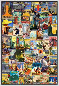 40002_FW1_- titled 'Vintage Poster Collage' by artist Anonymous - Wall Art Print on Textured Fine Art Canvas or Paper - Digital Giclee reproduction of art painting. Red Sky Art is India's Online Art Gallery for Home Decor - 43_1750-0755