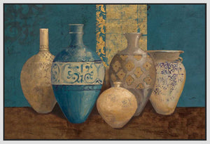 5531509_FW1 'Aegean Vessels on Turquoise' by artist Avery Tillmon - Wall Art Print on Textured Fine Art Canvas or Paper - Digital Giclee reproduction of art painting. Red Sky Art is India's Online Art Gallery for Home Decor - 553_19182