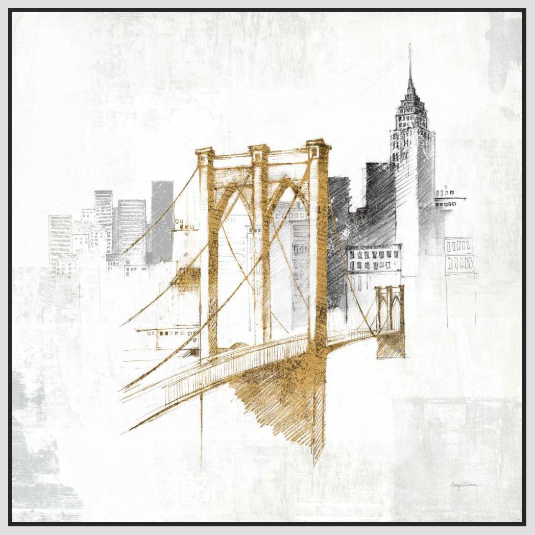 5531392_FW1 'Brooklyn Bridge No Words' by artist Avery Tillmon - Wall Art Print on Textured Fine Art Canvas or Paper - Digital Giclee reproduction of art painting. Red Sky Art is India's Online Art Gallery for Home Decor - 553_49632