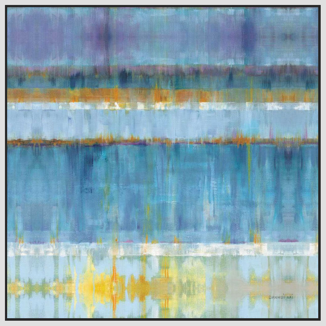 5531395_FW1 'Abstract Stripes Blue' by artist Danhui Nai - Wall Art Print on Textured Fine Art Canvas or Paper - Digital Giclee reproduction of art painting. Red Sky Art is India's Online Art Gallery for Home Decor - 553_49977