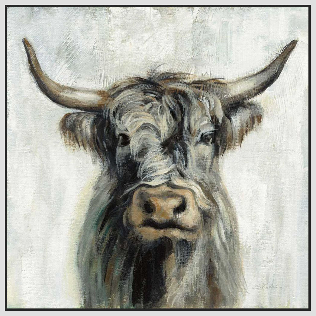 5531405_FW1 'Highland Cow' by artist Silvia Vassileva - Wall Art Print on Textured Fine Art Canvas or Paper - Digital Giclee reproduction of art painting. Red Sky Art is India's Online Art Gallery for Home Decor - 553_53710