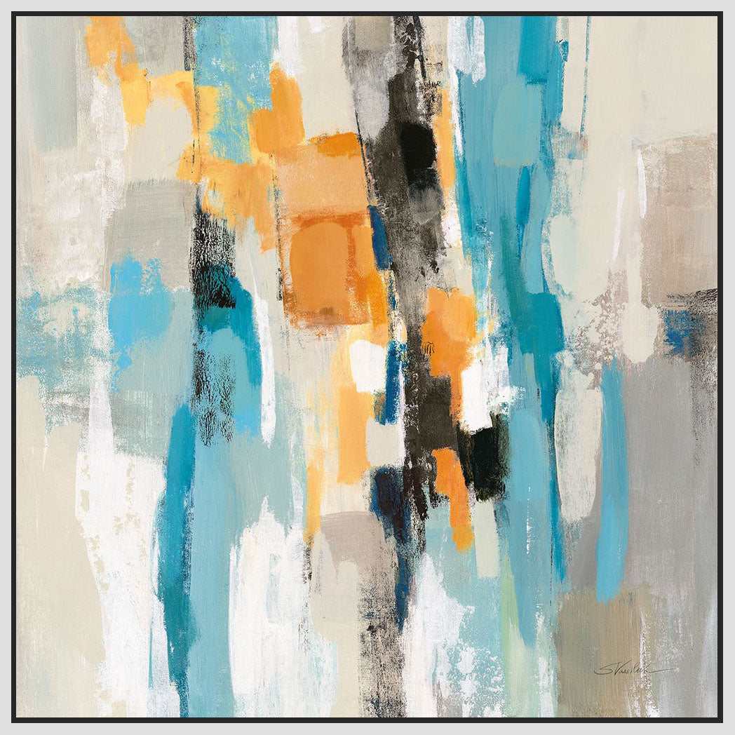 5531045_FW1 'Steps on Sand I Aqua Sq' by artist Silvia Vassileva - Wall Art Print on Textured Fine Art Canvas or Paper - Digital Giclee reproduction of art painting. Red Sky Art is India's Online Art Gallery for Home Decor - 553_78140