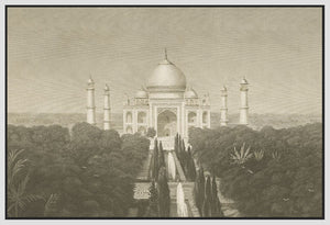 5531306_FW1 'Taj Mahal Postcard II' by artist Wild Apple Portfolio - Wall Art Print on Textured Fine Art Canvas or Paper - Digital Giclee reproduction of art painting. Red Sky Art is India's Online Art Gallery for Home Decor - 553_82640