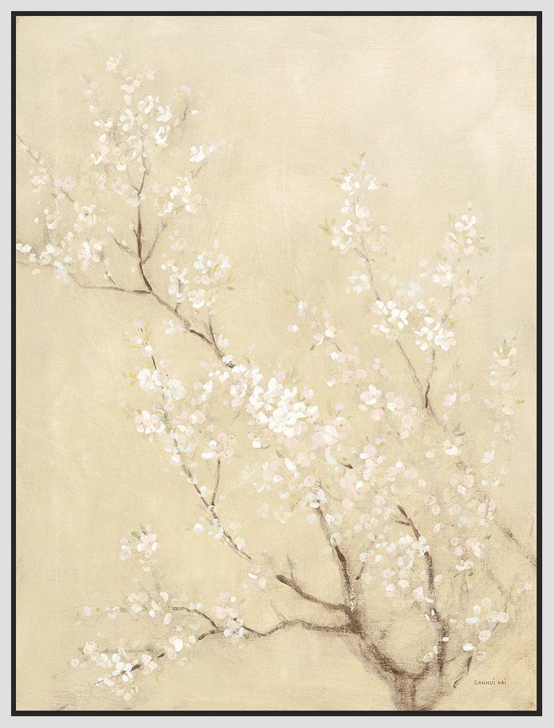 5531240_FW1 'White Cherry Blossoms II Linen' by artist Danhui Nai - Wall Art Print on Textured Fine Art Canvas or Paper - Digital Giclee reproduction of art painting. Red Sky Art is India's Online Art Gallery for Home Decor - 553_92624