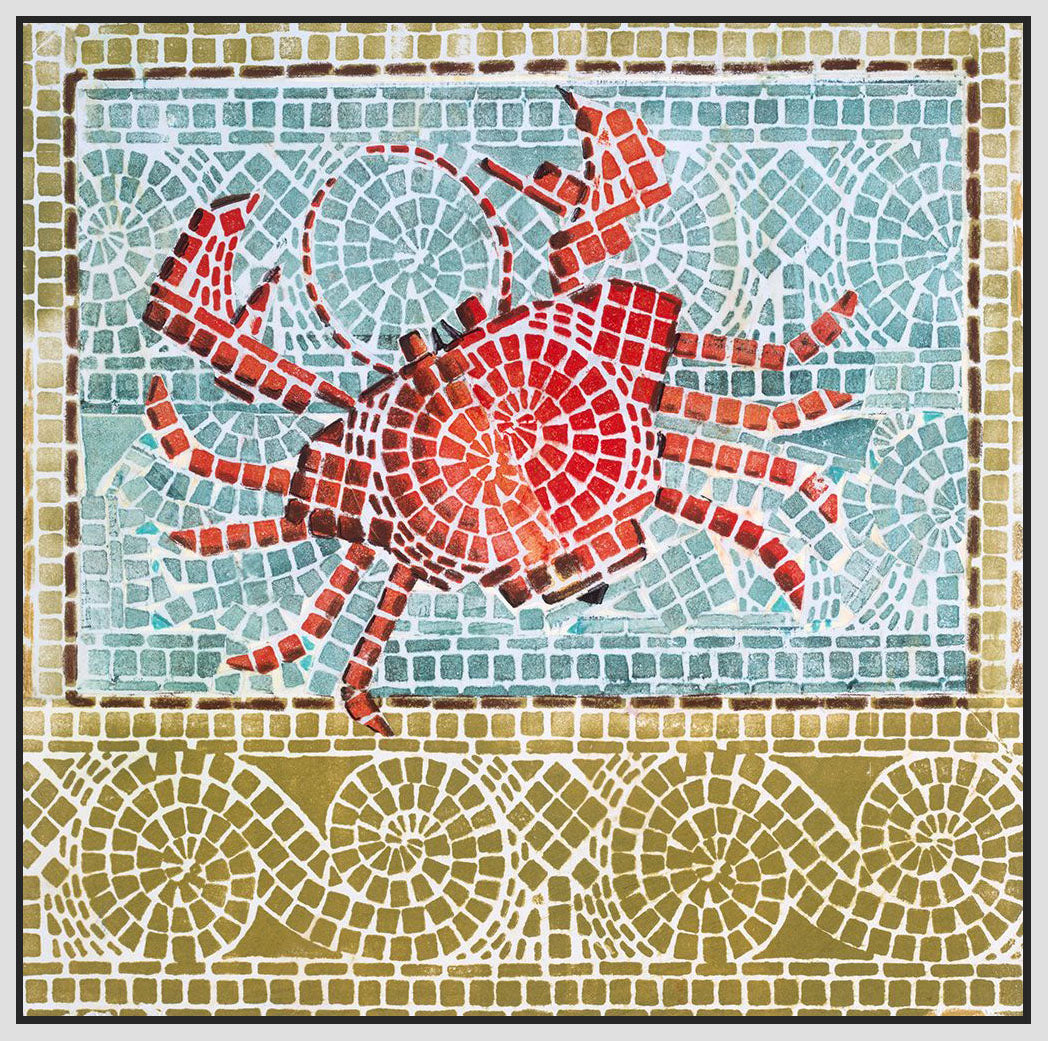 8170026_FW1 'Mosaic Crab' by artist Susan Gillette - Wall Art Print on Textured Fine Art Canvas or Paper - Digital Giclee reproduction of art painting. Red Sky Art is India's Online Art Gallery for Home Decor - 817_75299