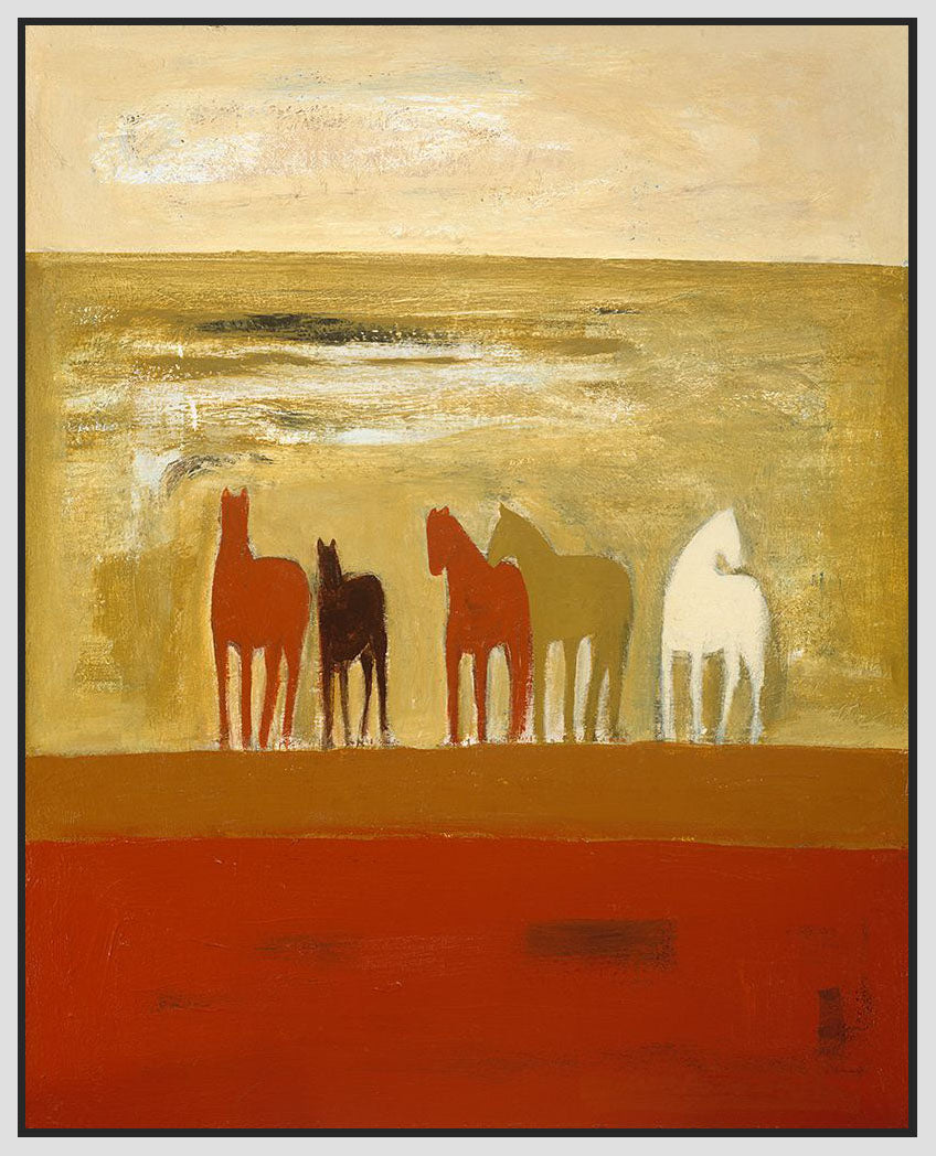 8170186_FW1 '5 Ponies' by artist Karen Bezuidenhout - Wall Art Print on Textured Fine Art Canvas or Paper - Digital Giclee reproduction of art painting. Red Sky Art is India's Online Art Gallery for Home Decor - 817_81705