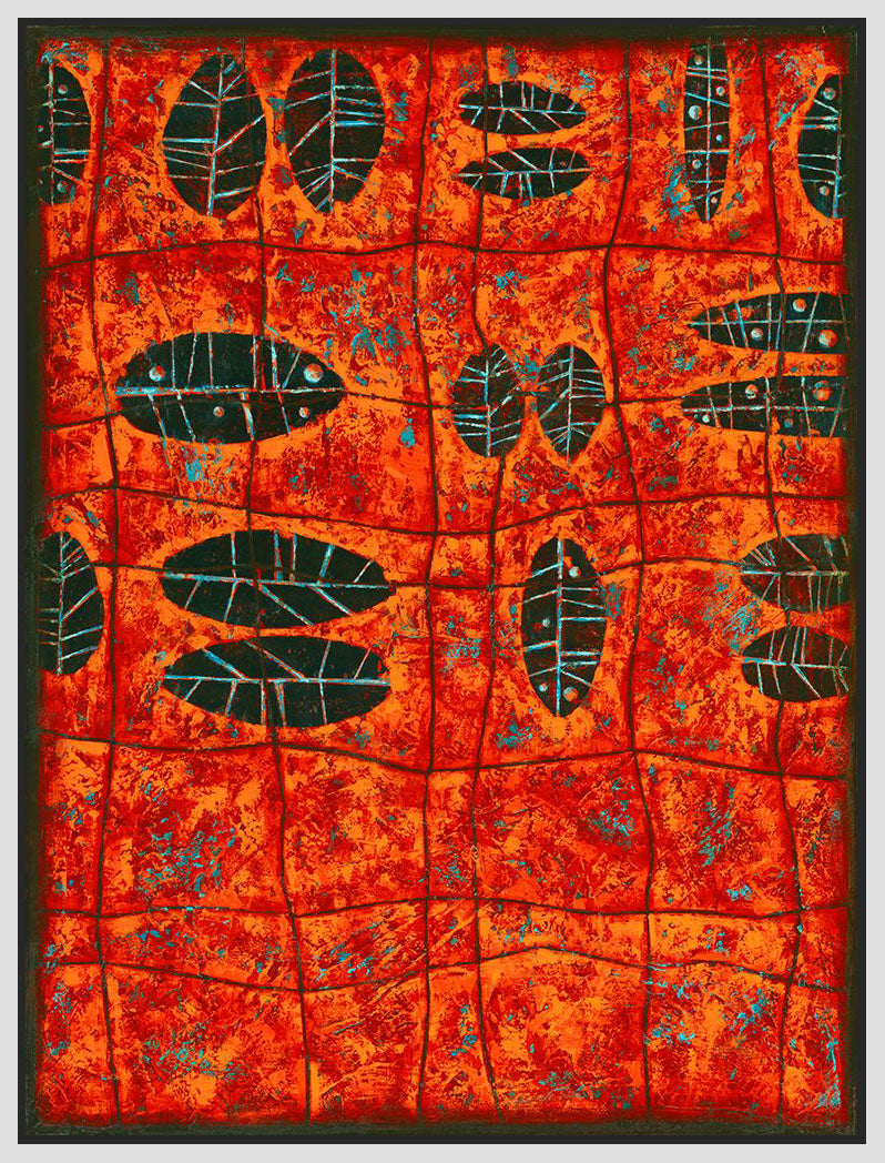 8170156_FW1 'Patterns Cinnabar' by artist Debbie Angell - Wall Art Print on Textured Fine Art Canvas or Paper - Digital Giclee reproduction of art painting. Red Sky Art is India's Online Art Gallery for Home Decor - 817_87335