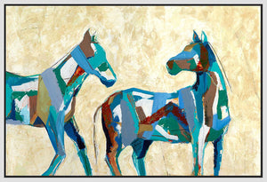 8170216_FW1 'Painted Horses 2' by artist Milton Coppo - Wall Art Print on Textured Fine Art Canvas or Paper - Digital Giclee reproduction of art painting. Red Sky Art is India's Online Art Gallery for Home Decor - 817_87657