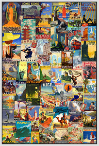 40002_FW3_- titled 'Vintage Poster Collage' by artist Anonymous - Wall Art Print on Textured Fine Art Canvas or Paper - Digital Giclee reproduction of art painting. Red Sky Art is India's Online Art Gallery for Home Decor - 43_1750-0755