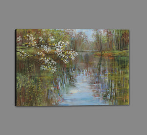 5531511_GS1 'Spring Reflection' by artist Carol Rowan - Wall Art Print on Textured Fine Art Canvas or Paper - Digital Giclee reproduction of art painting. Red Sky Art is India's Online Art Gallery for Home Decor - 553_30808