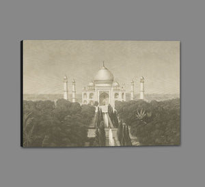 5531306_GS1 'Taj Mahal Postcard II' by artist Wild Apple Portfolio - Wall Art Print on Textured Fine Art Canvas or Paper - Digital Giclee reproduction of art painting. Red Sky Art is India's Online Art Gallery for Home Decor - 553_82640