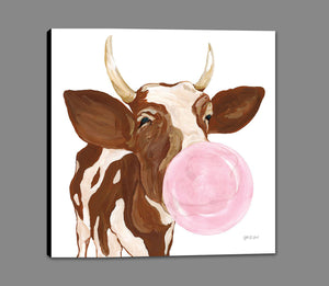 5531137_GS1 'Bubblegum Cow' by artist Yvette St. Amant - Wall Art Print on Textured Fine Art Canvas or Paper - Digital Giclee reproduction of art painting. Red Sky Art is India's Online Art Gallery for Home Decor - 553_91464