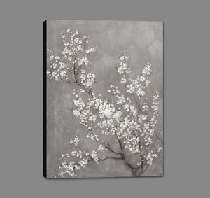 5531242_GS1 'White Cherry Blossoms II on Grey' by artist Danhui Nai - Wall Art Print on Textured Fine Art Canvas or Paper - Digital Giclee reproduction of art painting. Red Sky Art is India's Online Art Gallery for Home Decor - 553_92702