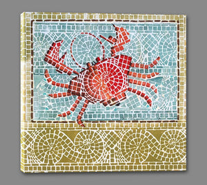 8170026_GS1 'Mosaic Crab' by artist Susan Gillette - Wall Art Print on Textured Fine Art Canvas or Paper - Digital Giclee reproduction of art painting. Red Sky Art is India's Online Art Gallery for Home Decor - 817_75299