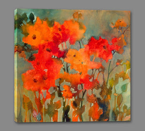 8170046_GS1 'Orange Flower' by artist Michelle Abrams - Wall Art Print on Textured Fine Art Canvas or Paper - Digital Giclee reproduction of art painting. Red Sky Art is India's Online Art Gallery for Home Decor - 817_78123