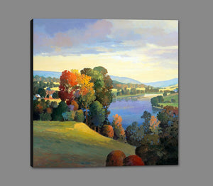 8170048_GS1 'Hill And Valley III' by artist Max Hayslette - Wall Art Print on Textured Fine Art Canvas or Paper - Digital Giclee reproduction of art painting. Red Sky Art is India's Online Art Gallery for Home Decor - 817_78136