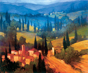 222006_C1 'Tuscan Valley View' by artist Philip Craig - Wall Art Print on Textured Fine Art Canvas or Paper - Digital Giclee reproduction of art painting. Red Sky Art is India's Online Art Gallery for Home Decor - 111_2309