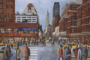 222280_C1 'New York Avenue' by artist Didier Lourenco - Wall Art Print on Textured Fine Art Canvas or Paper - Digital Giclee reproduction of art painting. Red Sky Art is India's Online Art Gallery for Home Decor - 111_LDP354