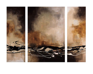 92201_C1_- titled 'Tobacco and Chocolate - 3 Panel Triptych' by artist Laurie Maitland - Wall Art Print on Textured Fine Art Canvas or Paper - Digital Giclee reproduction of art painting. Red Sky Art is India's Online Art Gallery for Home Decor - 111_TRYP12306