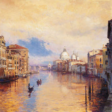 222409_C1 'The Grand Canal' by artist Curt Walters - Wall Art Print on Textured Fine Art Canvas or Paper - Digital Giclee reproduction of art painting. Red Sky Art is India's Online Art Gallery for Home Decor - 111_WCP209