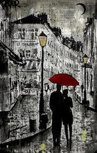 60210_C1_- titled 'Rainy Promenade' by artist Loui Jover - Wall Art Print on Textured Fine Art Canvas or Paper - Digital Giclee reproduction of art painting. Red Sky Art is India's Online Art Gallery for Home Decor - J821