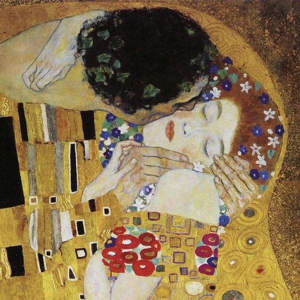 60162_C1_- titled 'The Kiss (detail) ' by artist  Gustav Klimt - Wall Art Print on Textured Fine Art Canvas or Paper - Digital Giclee reproduction of art painting. Red Sky Art is India's Online Art Gallery for Home Decor - K350