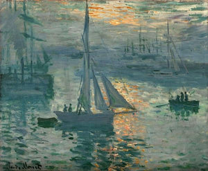 60045_C1_- titled 'Sunrise (Marine), 1873' by artist  Claude Monet - Wall Art Print on Textured Fine Art Canvas or Paper - Digital Giclee reproduction of art painting. Red Sky Art is India's Online Art Gallery for Home Decor - M3242